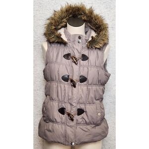 Neutral Faux Fur Puffer Vest